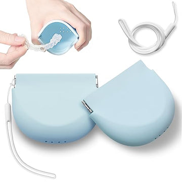 2 Pack Silicone Retainer Case with Lanyard Soft Slim Cute Aligner Case Holder Dental Thin