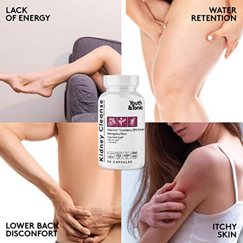 Youth & Tonic Kidney Cleanse Detox for Residual Metabolic Waste & Excess Body Water for Urinary Tract