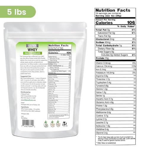 Z Natural Foods Whey Protein Powder Isolate, Unsweetened Protein Powder Enriched Z Natural Foods