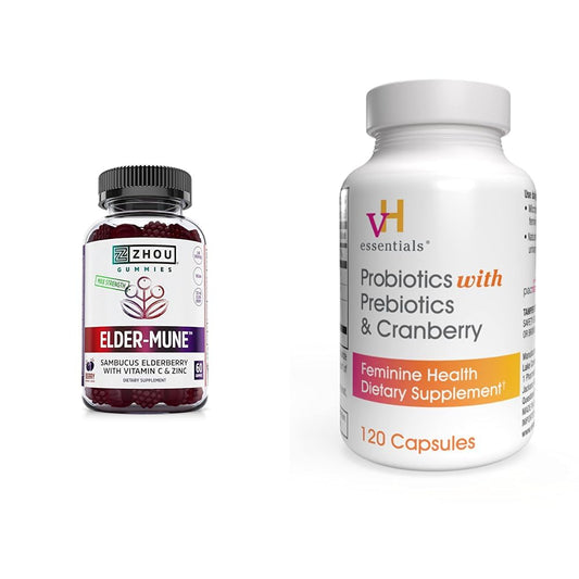 Zhou Nutrition Elder-Mune Sambucus Elderberry Gummies with Zinc and Vitamin C & vH