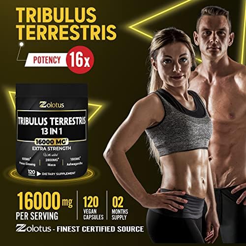 13in1 Tribulus Terrestris Capsules - 16000mg Per Serving with Maca, Horny Goat Weed