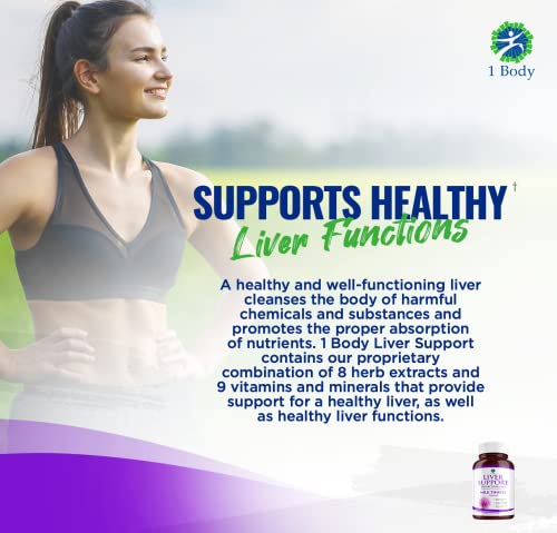 1 Body Liver Support: Twin Pack - 60 Capsules Each - Milk Thistle