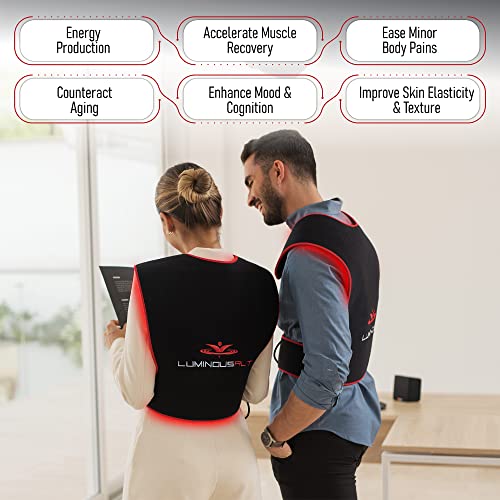 LuminousRLT Red Light Therapy Pad, Adjustable Infrared Light Therapy Back Wrap