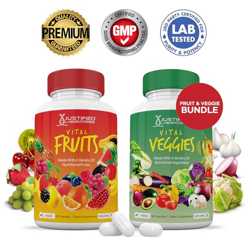 (4 Pack) Vital Fruits and Veggies Supplement Whole Food Red & Green Superfoods