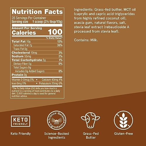 Bulletproof Hazelnut Creamer, 14.8 Ounces, Keto Coffee Creamer with MCT Oil and Grass