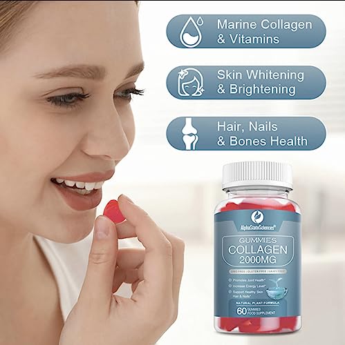 **New**Advanced Collagen Gummies 2000mg - Promote Skin Elasticity, Hair Growth, and Joint Health - Delicious Berry AlphaStateSciences