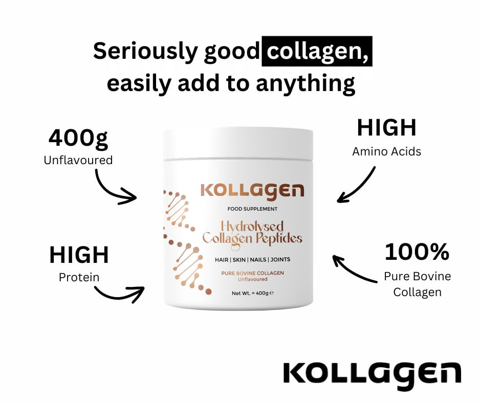 100% Pure Collagen Peptides Powder 400g Kollagen: Hydrolysed Bovine Collagen Peptides (Type 1) My Store