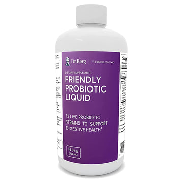 Dr. Berg's Friendly Probiotic Liquid Supplement Drink Mix w/ 12 Live Probiotics Strains
