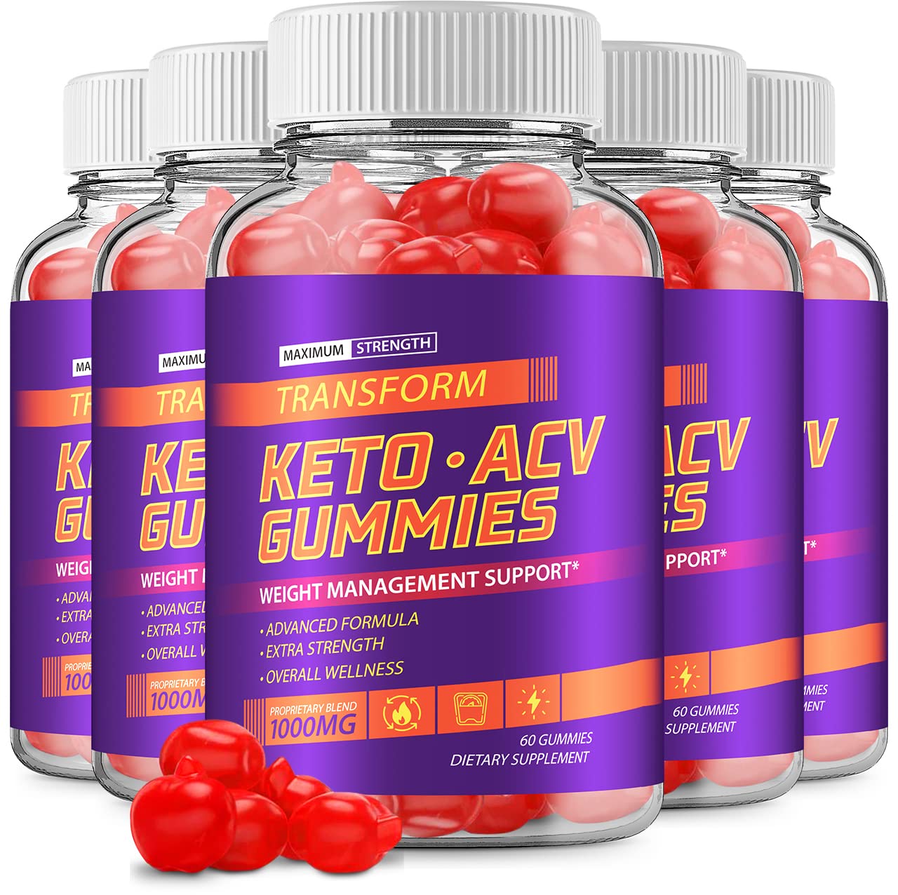 (5 Pack) Transform Keto ACV Gummies Advanced Formula (300 Gummies)