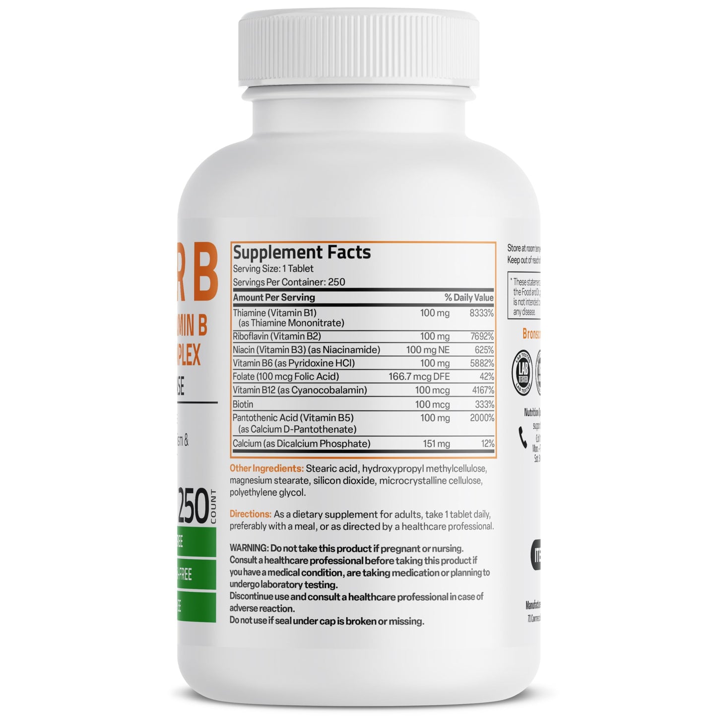 Bronson Super B 100 Vitamin B Complex Sustained Release Contains All B Vitamins Bronson