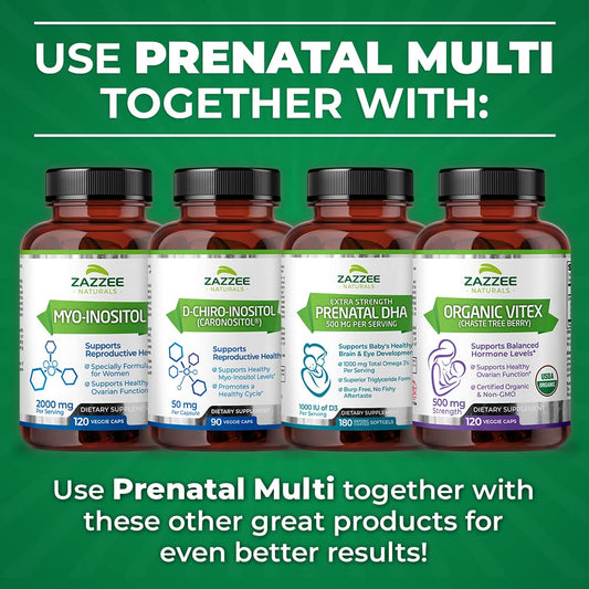 Zazzee Myo-Inositol Capsules and Extra Strength Prenatal Multi Complex