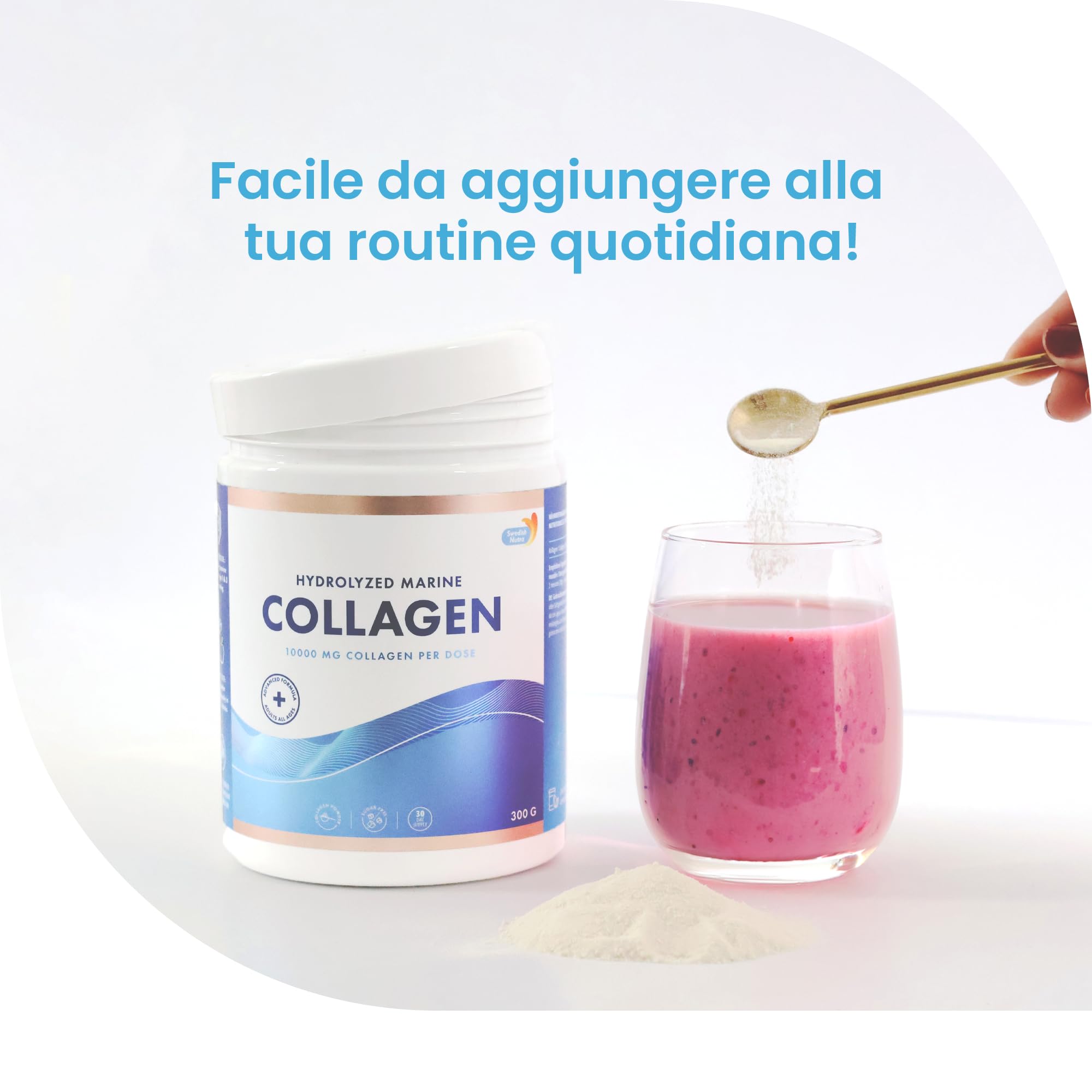 100% Marine Collagen Powder 300g I Pure Hydrolyzed Collagen Powder (Type I & III) Swedish Nutra