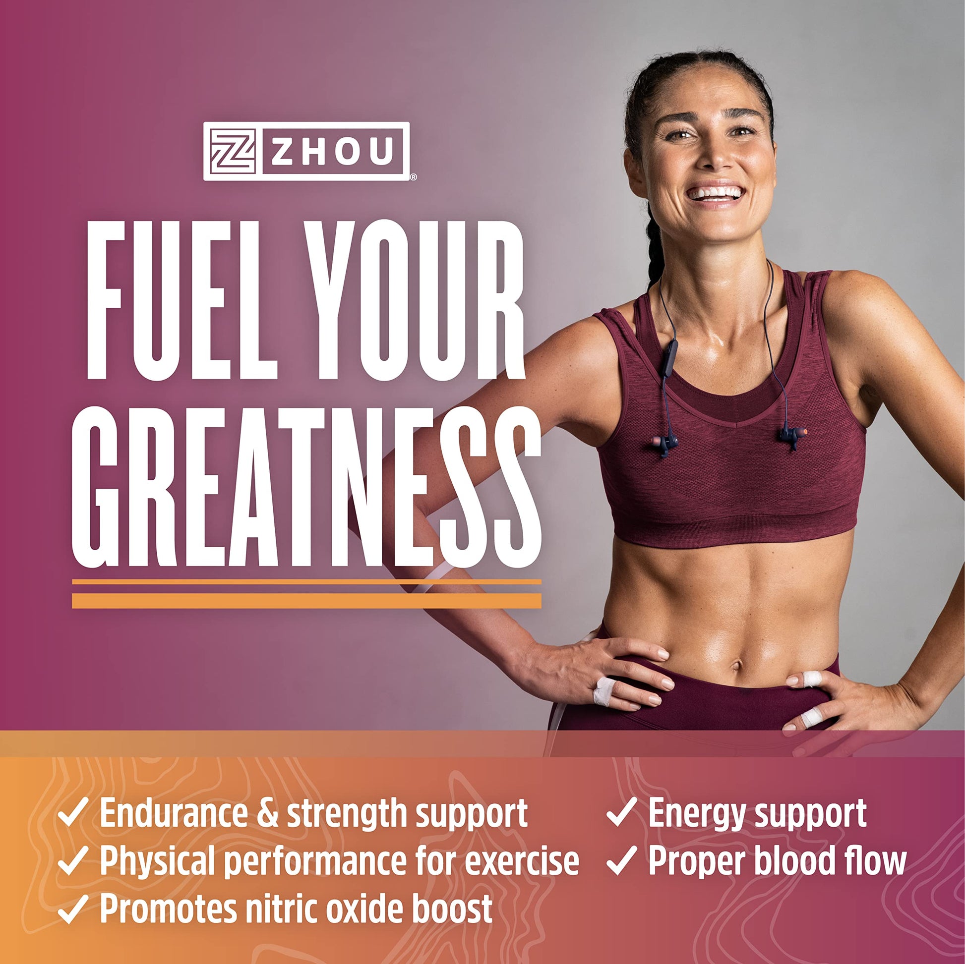 Zhou Nitric Oxide with L Arginine, Citrulline Malate, AAKG and Beet Root | Powerful N.O. Zhou Nutrition