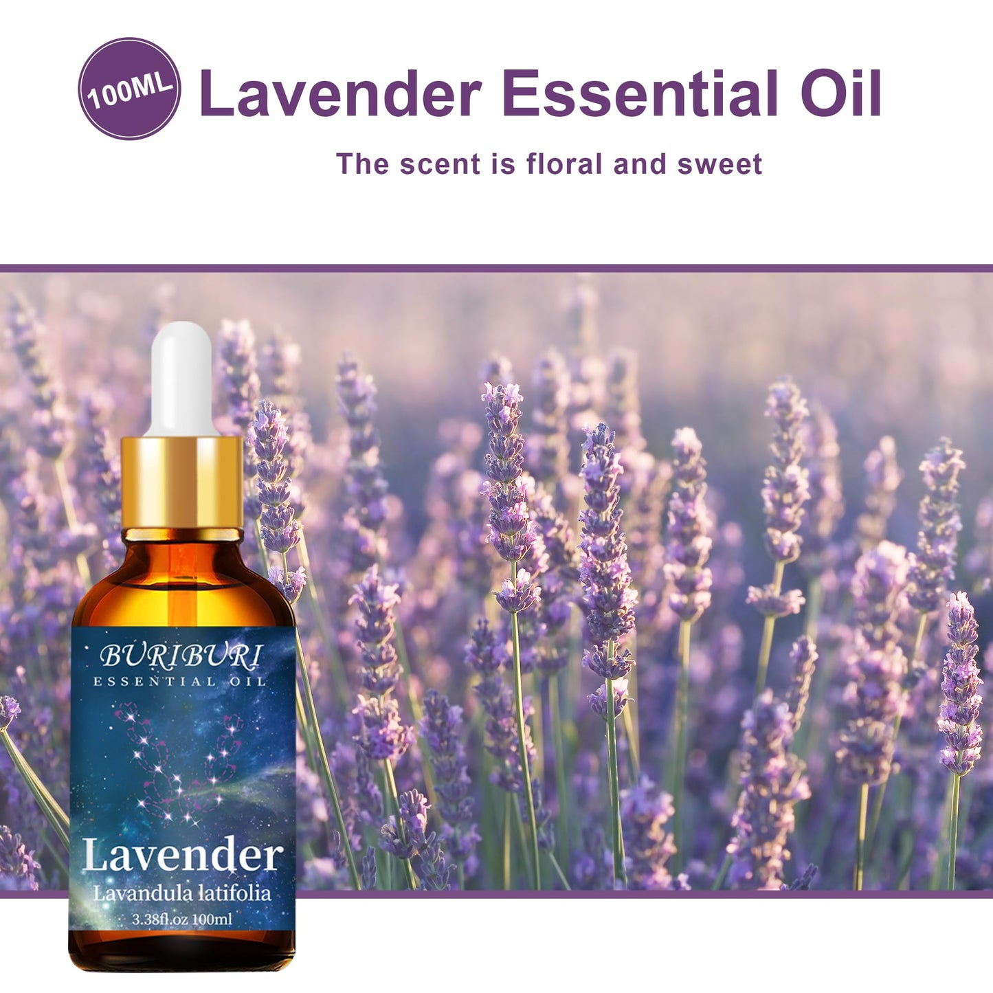 BURIBURI Lavender Essential Oil 100ML, 100% Pure Undiluted, Natural, Organic Aromatherapy Oil Lavender Oils