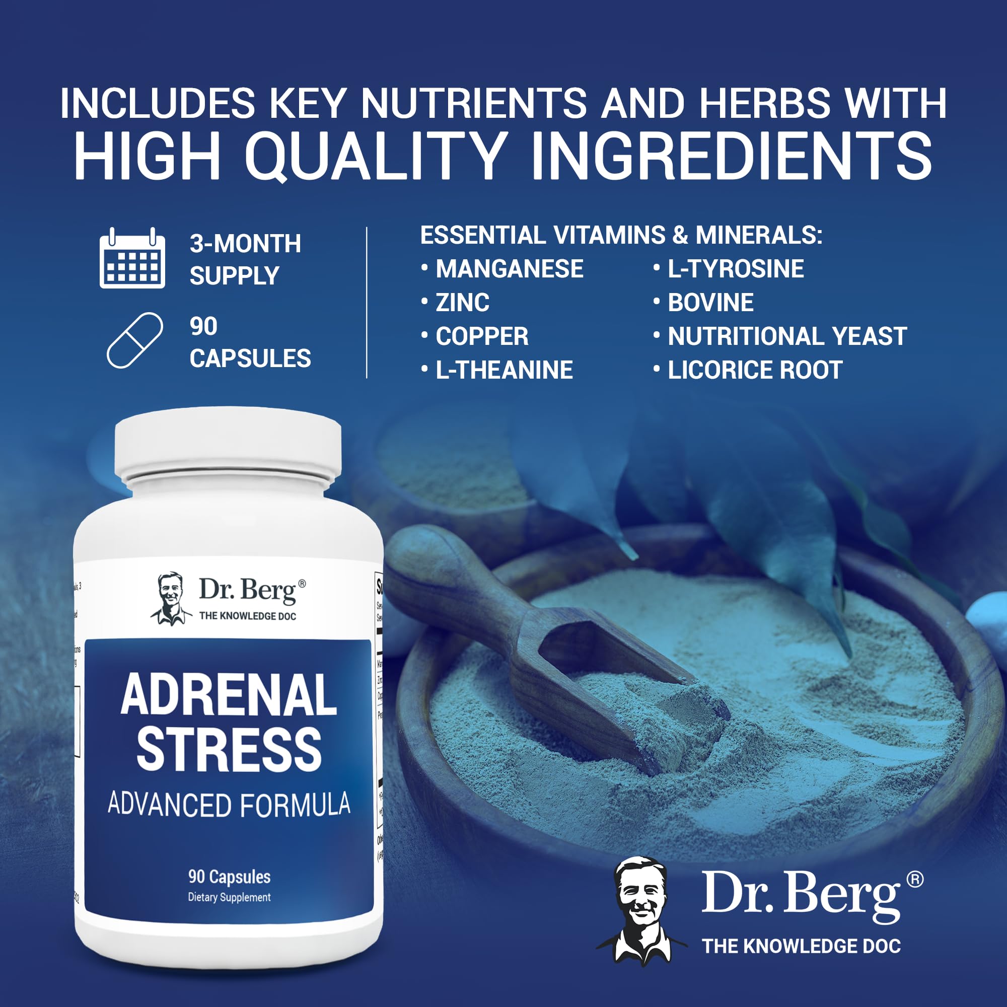 Dr. Bergโs Adrenal Stress Advanced Formula - Adrenal Support Supplements for Stress