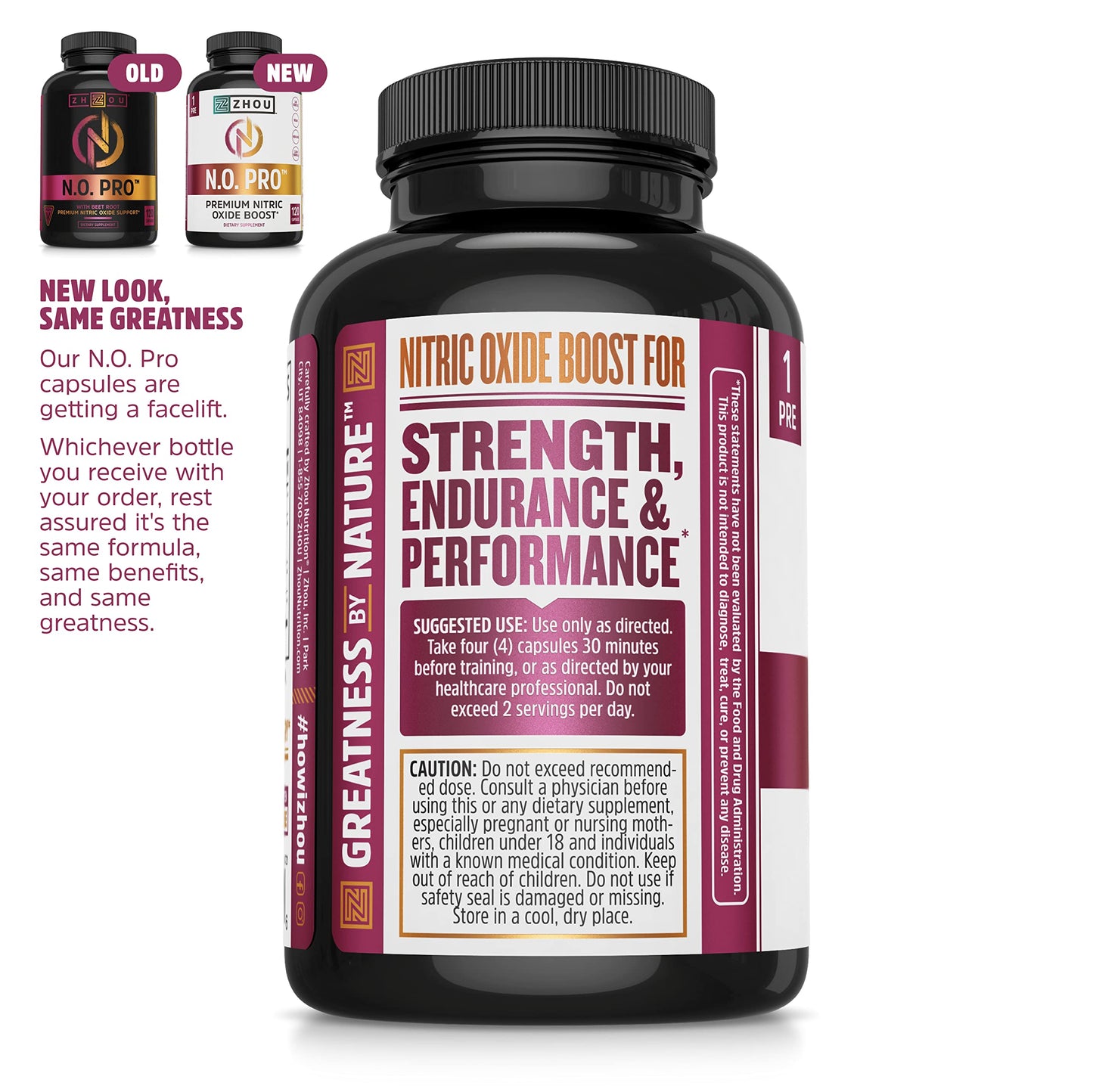 Zhou Nitric Oxide with L Arginine, Citrulline Malate, AAKG and Beet Root | Powerful N.O. Zhou Nutrition