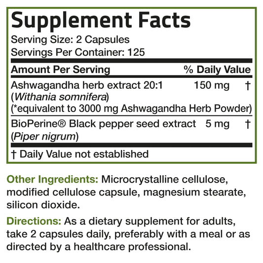 Bronson Ashwagandha Extra Strength 3000 mg Stress & Mood Support with BioPerine Bronson