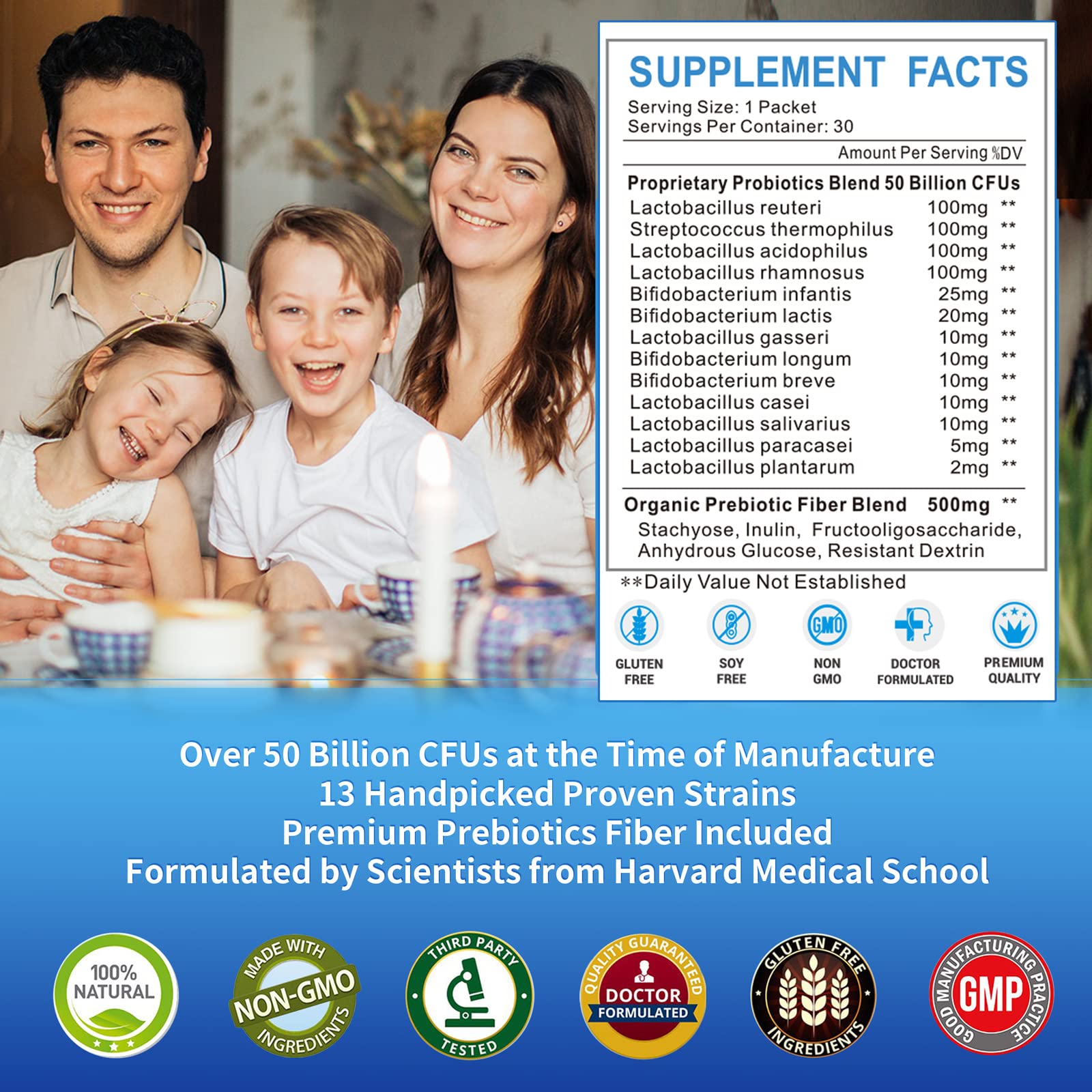 ZEBORA Probiotics for Women, Men and Kids, Prebiotics and Probiotics Powder ZEBORA