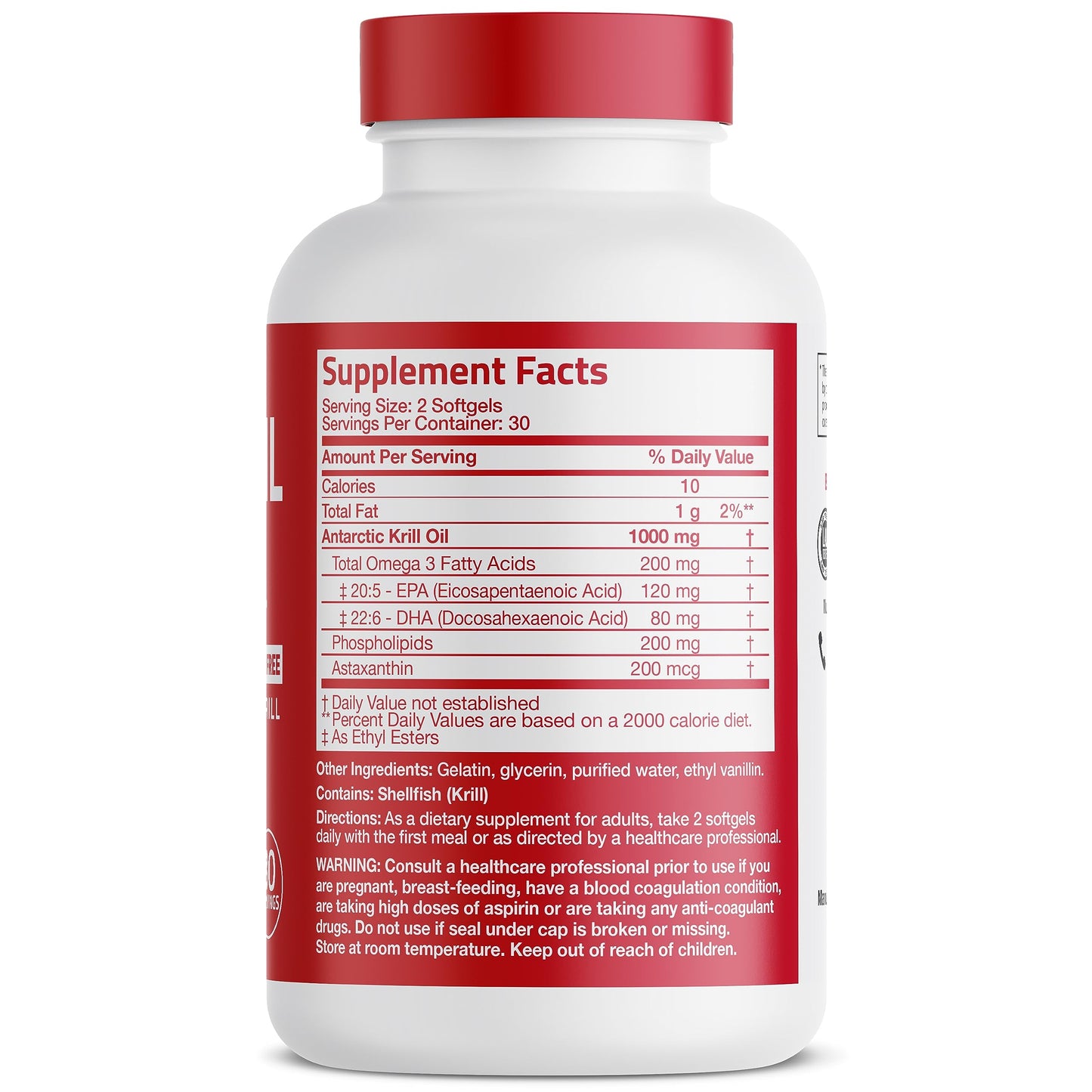 Bronson Antarctic Krill Oil 1000 mg with Omega-3s EPA, DHA, Astaxanthin