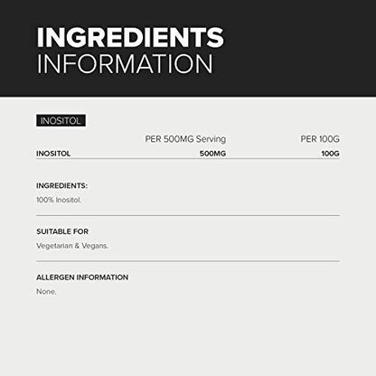 Bulk Pure Inositol Powder, 100 g, Packaging May Vary