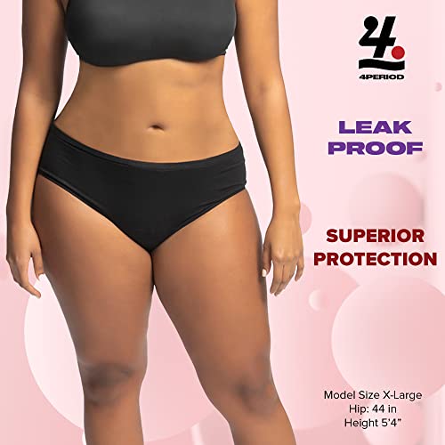 4period High Absorbency for Heavy Flow Period Panties; Leakproof, for Teens and Women (3 Black, X-Large) 4period