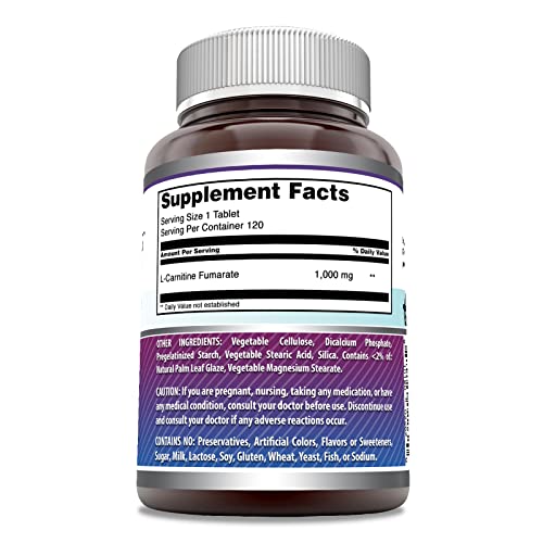 Amazing Formulas L-Carnitine Fumarate 1000Mg 120 Tablets Supplement | Amino Acid Amazing Nutrition