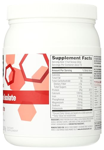365 by Whole Foods Market, Chocolate Whey Protein Isolate, 16.9 Ounce 365 by Whole Foods Market