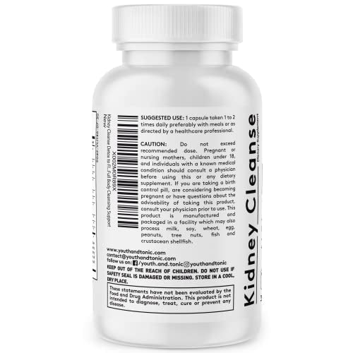 Youth & Tonic Kidney Cleanse Detox for Residual Metabolic Waste & Excess Body Water for Urinary Tract