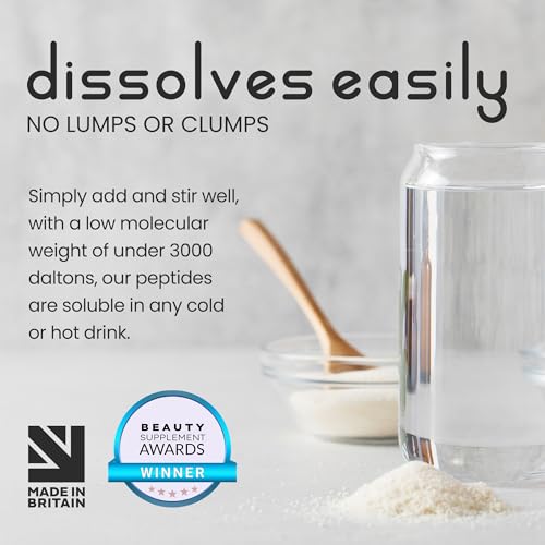 Bovine Collagen Peptides Powder 500g - 50 Servings - 100% Pure, Hydrolysed, Type 1 & 3-19 Amino Acids