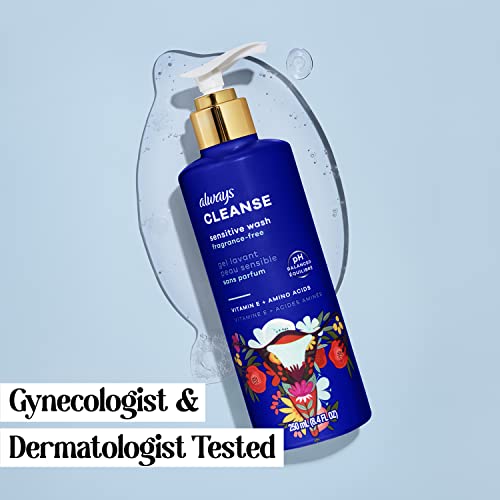 Always Cleanse Feminine Intimate Wash For Women, Ph Balanced For Sensitive Skin, Fragrance-Free Always