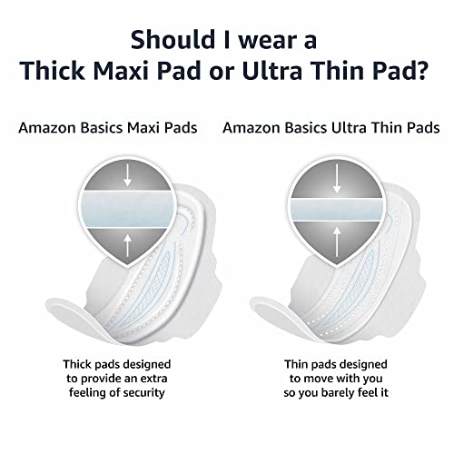 Amazon Basics Ultra Thin Pads with Flexi-Wings for Periods, Extra Long Length, Super Absorbency Amazon Basics