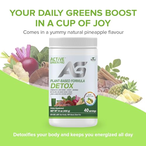 Active Green Pro - Detox Powder, Blend of Synergistic Liver Herbs, Reishi, Moringa Active Green Pro