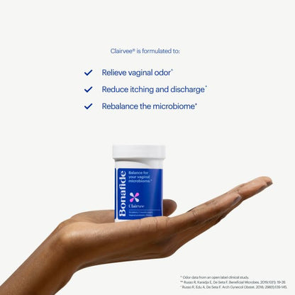 Bonafide Clairvee – Relief from Vaginal Odor^ – Hormone-Free, Drug-Free Vaginal Probiotic – Reduces Odor^