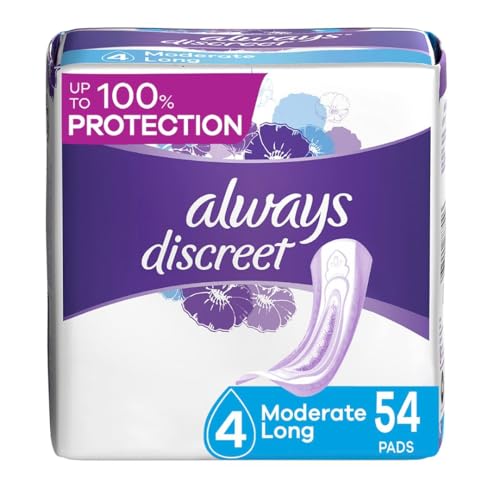 Always Discreet Adult Moderate Long Incontinence Pads, Up to 100% Leak Always Discreet