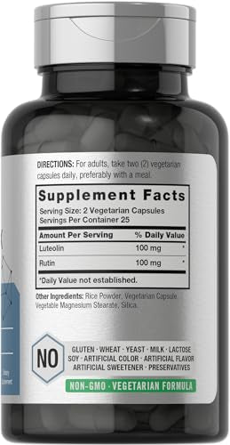 Luteolin Complex with Rutin | 50 Capsules | Vegetarian, Non-GMO & Gluten Free Flavonoid Horbäach