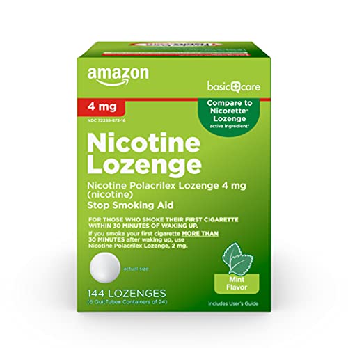 Amazon Basic Care Nicotine Polacrilex Lozenges, 4 mg, Mint Flavor Amazon Basic Care