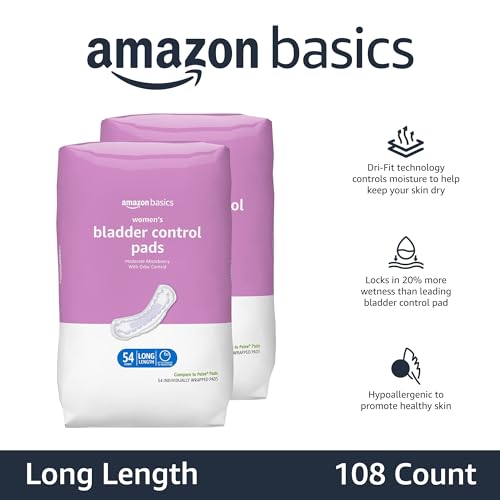 Amazon Basics Incontinence, Bladder Control Pads for Women, Moderate Amazon Basics