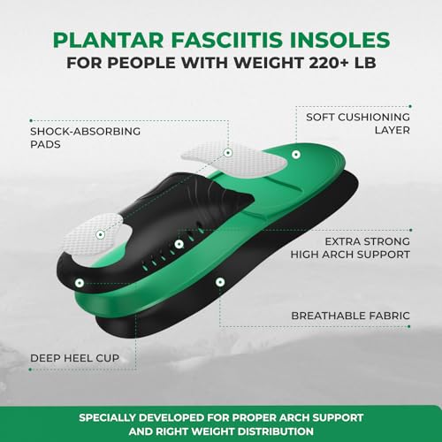 220+ lbs Plantar Fasciitis Strong Arch Support Insoles Inserts Men Women EASYFEET