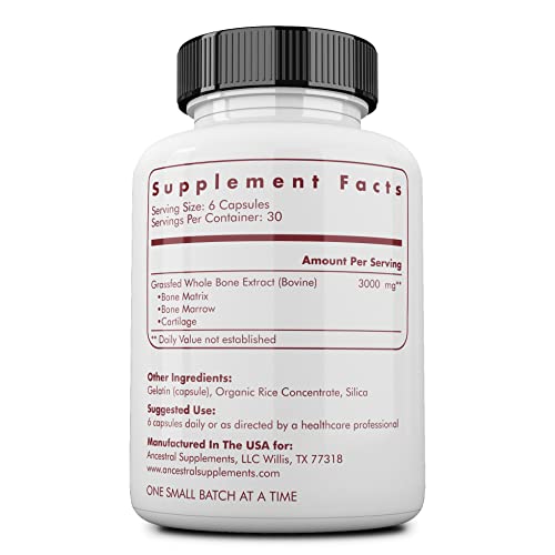 Ancestral Supplements Grass Fed Beef Bone and Marrow Supplement, Bone, Skin, Oral Health, and Joint Care Supplements Promote Whole Ancestral Supplements