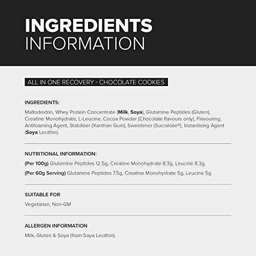 Bulk All in One Recovery, Protein Shake, Chocolate Cookies, 1 kg, Packaging May Vary