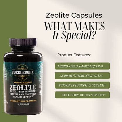 BUCKLEBURY Zeolite Micronized Smart Mineral Capsules - Supports Detox, Immune BUCKLEBURY