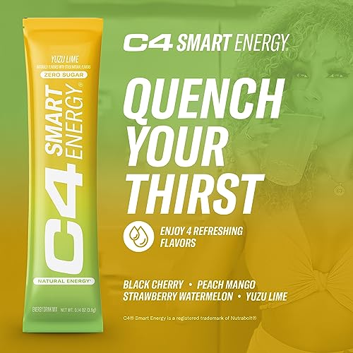 C4 Smart Energy Powder Stick Packs - Sugar Free Performance Fuel & Nootropic Brain