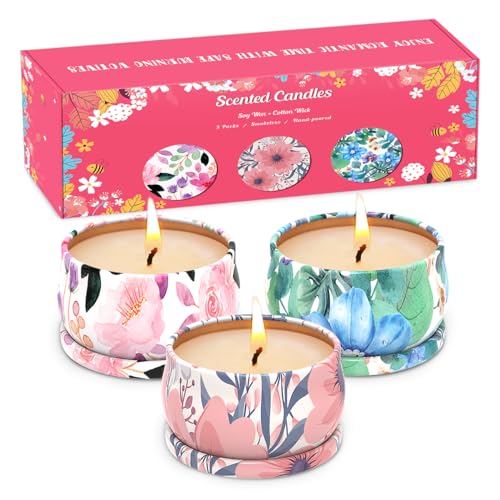 3 Pack Scented Candles Set for Christmas Thanksginving Gift, Relaxing Aromatherapy Candles Gift