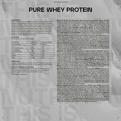 Bulk Pure Whey Protein Powder Shake, Berries and Cream, 1 kg, Packaging May Vary