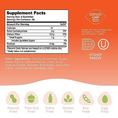 Zahler - Fiber Gummies for Adults & Kids (60 Count) Certified Kosher Adult & Kids Fiber Gummy