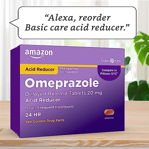 Amazon Basic Care Omeprazole Delayed Release Tablets 20 mg, Treats Frequent Amazon Basic Care