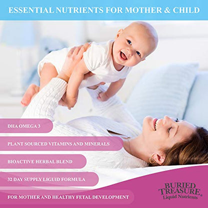 Buried Treasure Prenatal Plus DHA Complete, 16 oz Orange Banana Flavor, High Potency Liquid