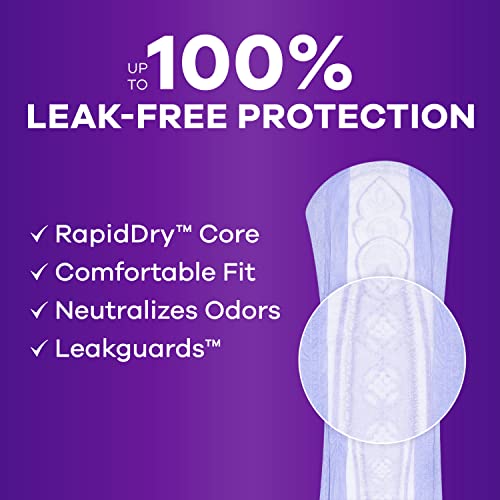 Always Discreet Adult Moderate Long Incontinence Pads, Up to 100% Leak Always Discreet