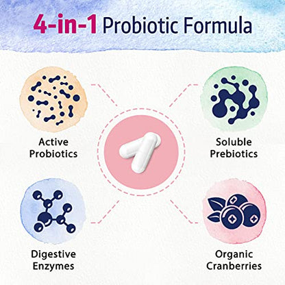 Bonawell Probiotics for Women 100B, with Organic Prebiotic, Cranberry for Feminine Health Bonawell