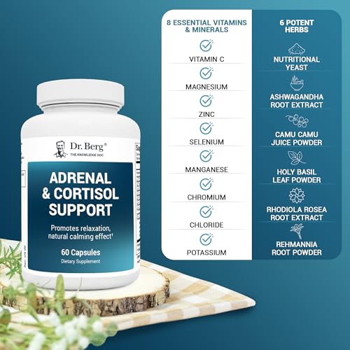 Dr. Berg Adrenal & Cortisol Capsules - Adrenal Supplement & Cortisol Manager - Mood